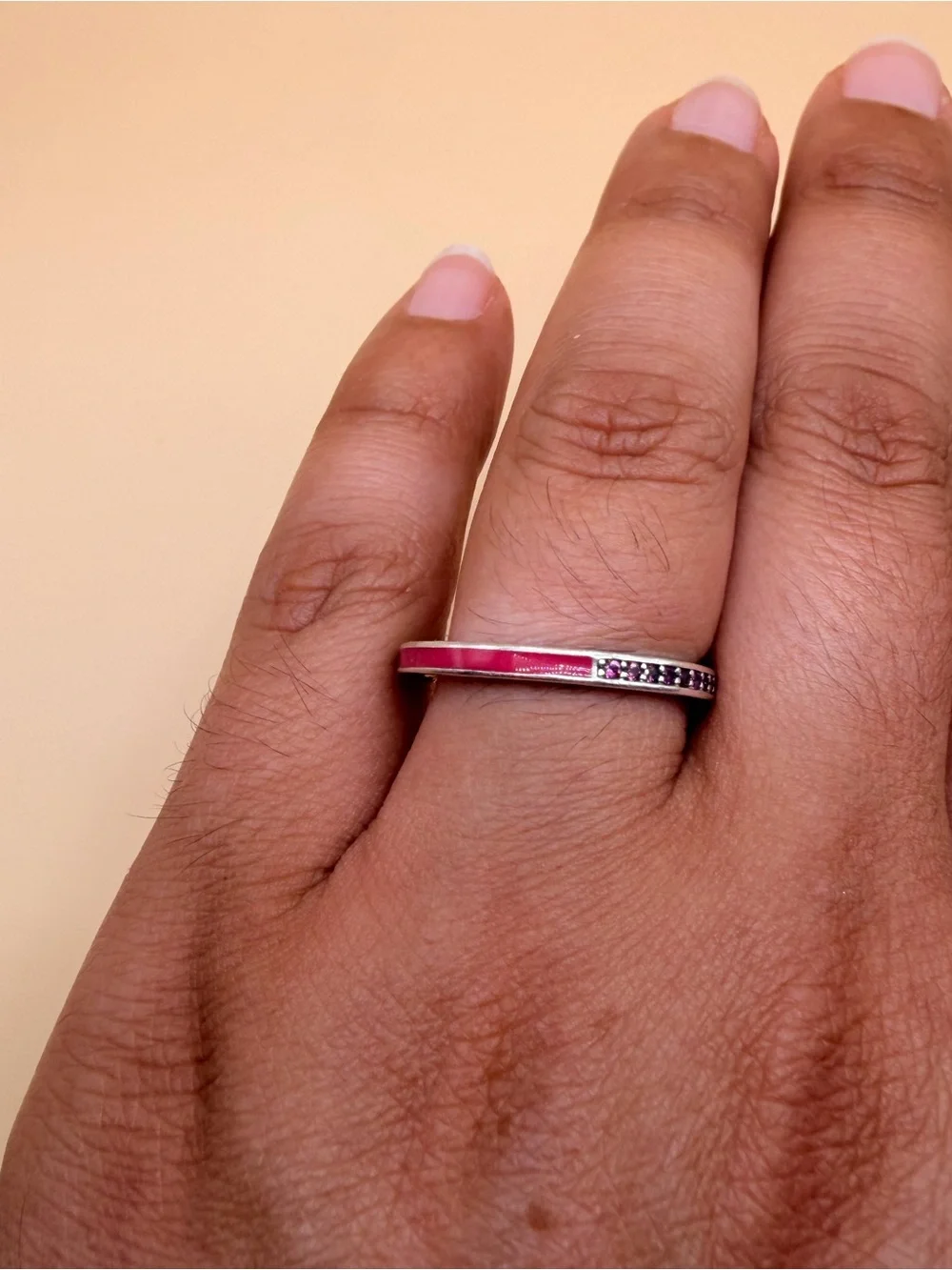 925 Sterling Silver Cz & Enamel Pandora Ring Size 8.25.